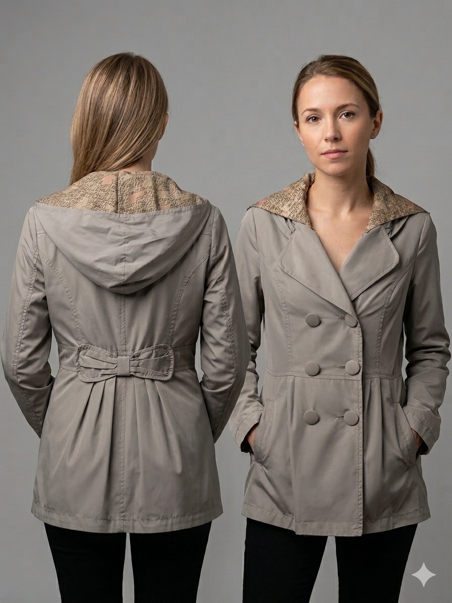 New Women Lightweight Short Trench Coat Double-Breasted Lined Jacket Raincoat